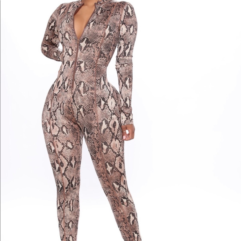 Fashion Nova Snake Print Jumpsuit